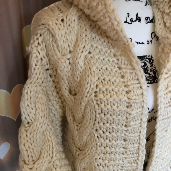 Chunky knit cardigan cream cable knit hoodie sweater womens long sleeve thick - Picture 15 of 15
